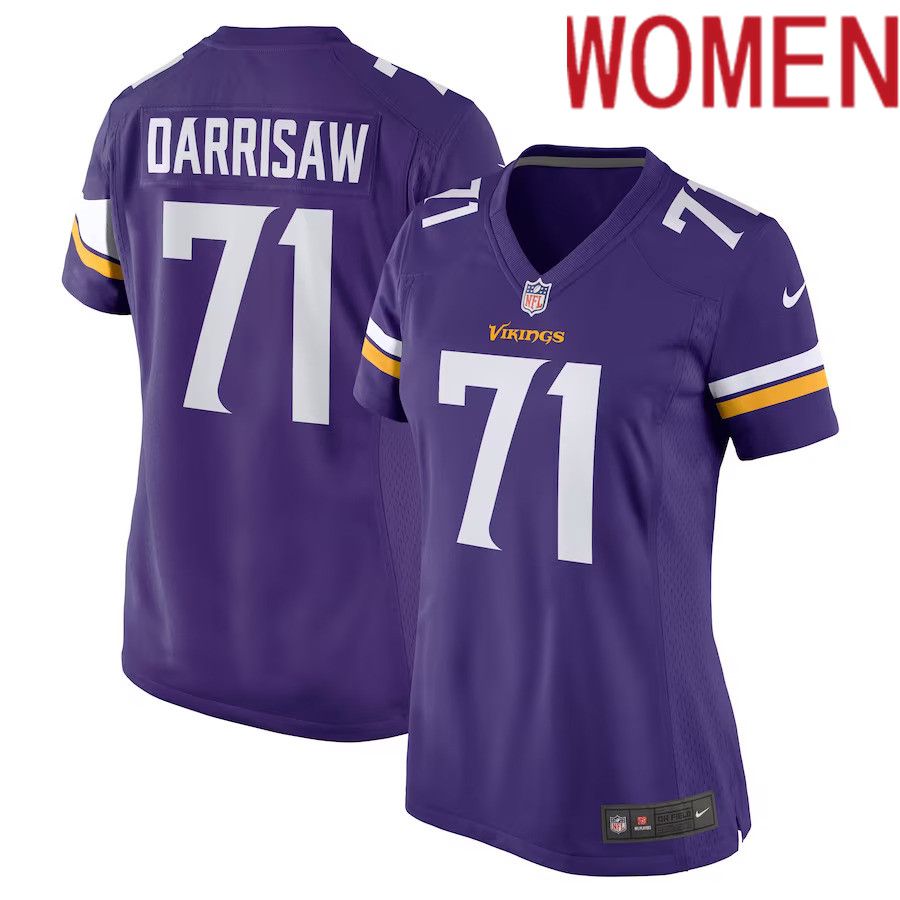 Women Minnesota Vikings 71 Christian Darrisaw Nike Purple Game NFL Jersey